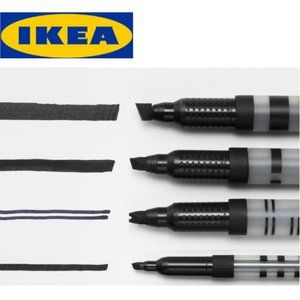 Ikea Black Different Thickness Markers | Set of 4